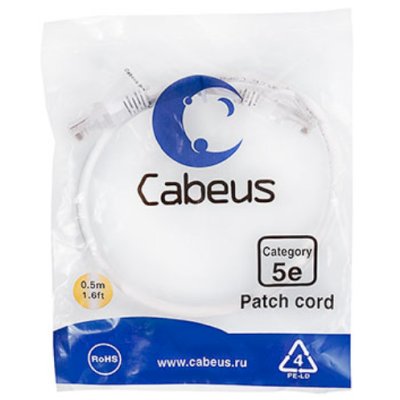 патч-корд Cabeus PC-UTP-RJ45-Cat.5e-0.5m-WH-LSZH Белый