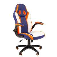 игровое кресло Chairman Game 15 Blue-White-Orange синий-белый-оранжевый