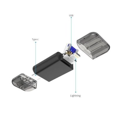 флешка DM 256Gb APD005 3 in 1 Черный