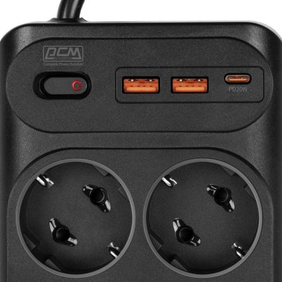 сетевой фильтр PowerCom SP-10 USB2A1CB 3.0M черный