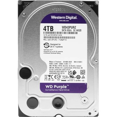 жесткий диск WD Purple 4Tb WD43PURZ Серебристый